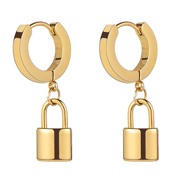 

vintage small padlock earrings for women custom initial padlock dangle hoop earrings, Golden;silver