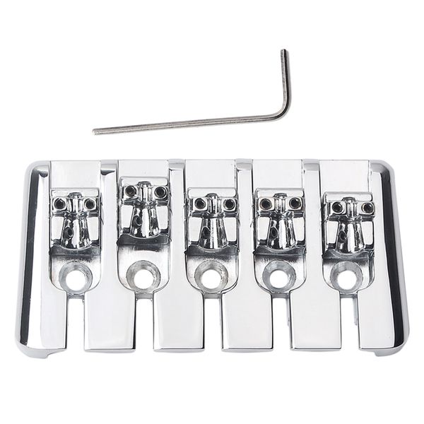 

ga1021 chrome zinc alloy l shape 5 string bass bridge with wrench replacement for bass guitar