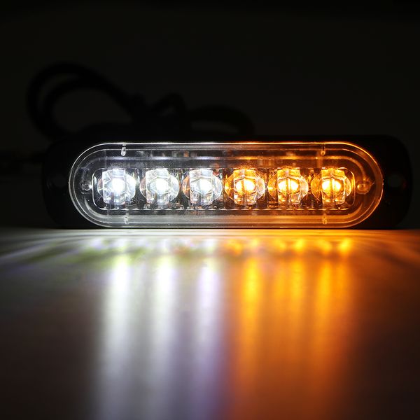 

6 led auto car truck emergency beacon warning light fog lamp side strobe flash light 1080lm 12-24v 3000-8000k white and amber