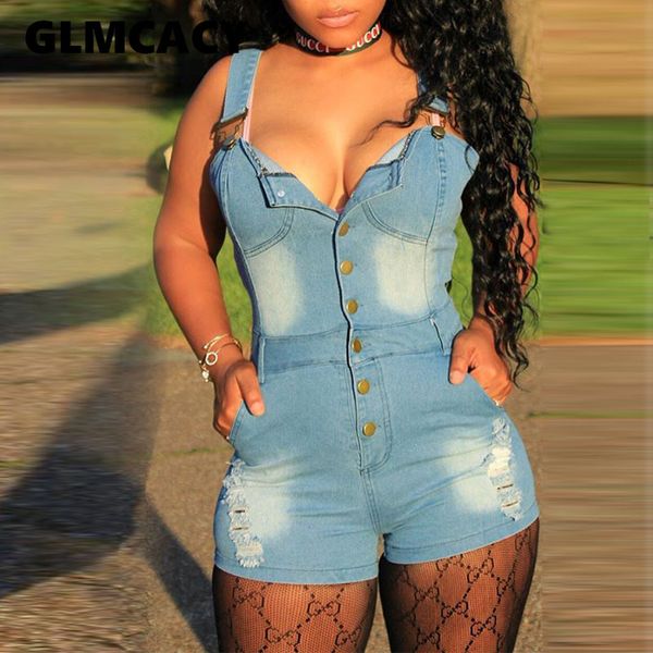 

women denim sleeveless bodycon romper solid blue chic casual playsuits, Black;white