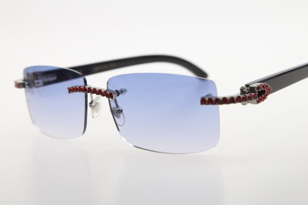 

wholesale 3524012 red diamond rimless black genuine natural horn sunglasses exquisite men stone horn glasses outdoors driving glasses, White;black