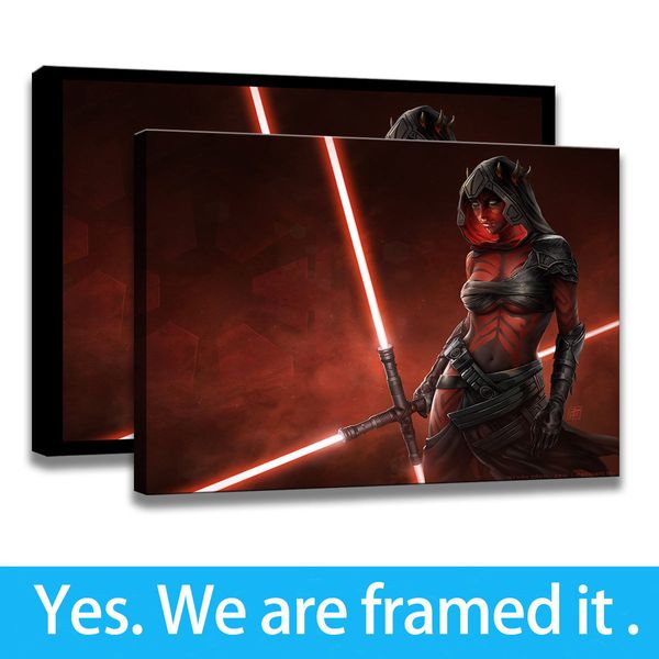 

istvan danyi sister of darth maul starry wars hd print art decor canvas framed art - ready to hang - framed