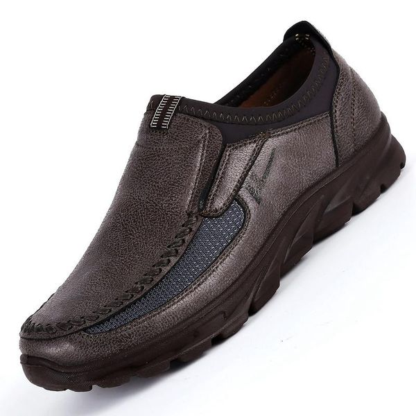 

classic comfortable men casual shoes slip on loafers breathable men leather summer formal shoes male flats moccasins big size 48, Black