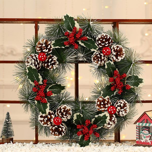 

38cm christmas wreath wall ornament garland handmade rattan pendant garland shopping mall christmas tree door decoration wreath