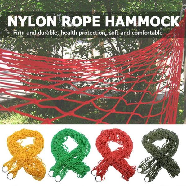 

single person mesh nylon hammock portable for camping beach outdoor leisure hanging bed swing furniture ulatralight new