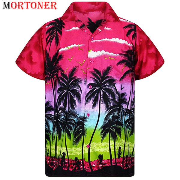 

men's casual shirts mens palm tree printed party outfit relaxed beach camp short sleeve hawaiian shirt quick dry tropical aloha chemise, White;black