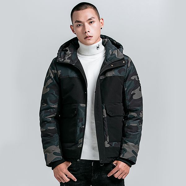 

mens casual camouflage hoodie jacket men waterproof clothes men's windbreaker coat cotton coat, Tan;black