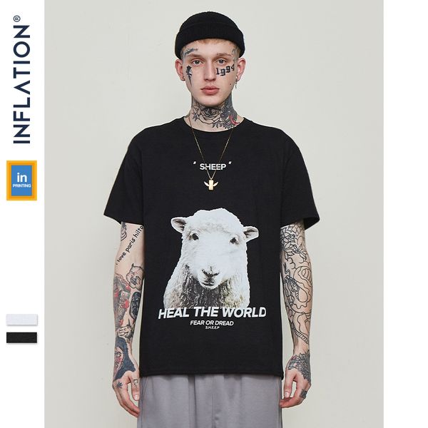 

inflation men casual cotton tshirt streetwear tees summer short sleeve t-shirt letters hip hop t-shirts 91266s, White;black