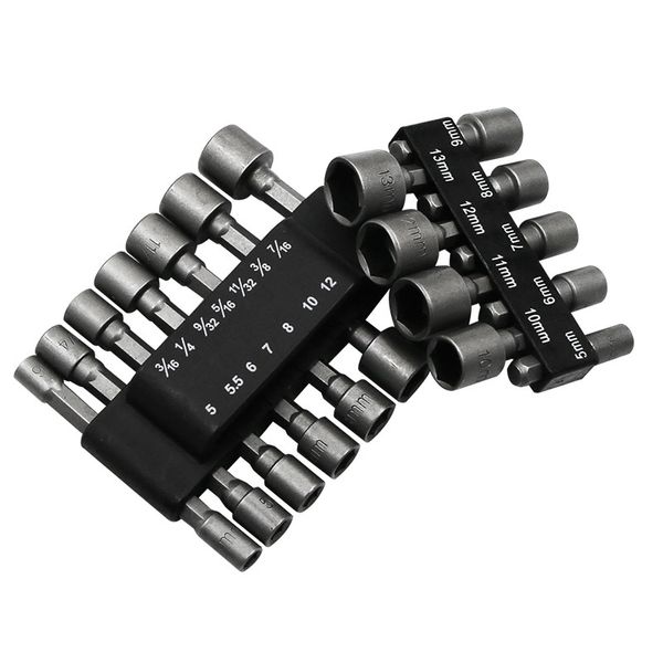 

ztdplsd 9pcs/14pcs multi-function 6.35mm hex pneumatic sleeve head set power nut driver hexagonal shank cr-v screwdriver tool