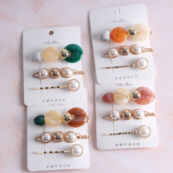

3pcs/set pearl metal gold color hair clip bobby pin barrette hairband hairpin for women girls hair accessories drop shipping