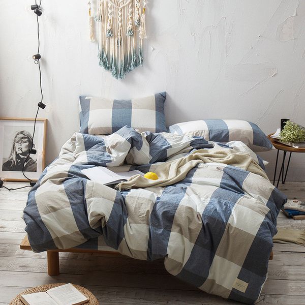 

bedding set  size cotton adults pink pure color king  duvet cover fitted sheet black white nordics xhs0120