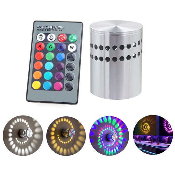 

new colorful rgb spiral hole wall lamp surface install led light luminaire lighting