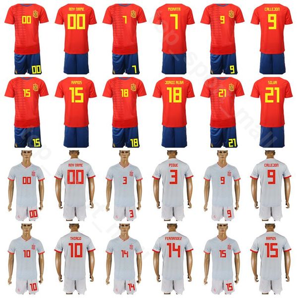 

19-20 spain soccer 9 rodrigo moreno machado jersey set men home away 3 gerard pique 21 david silva football shirt kits uniform, Black