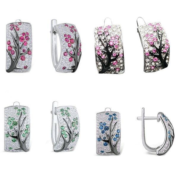 

flower earrings u-shaped stud earrings women's cubic zircon flower tree