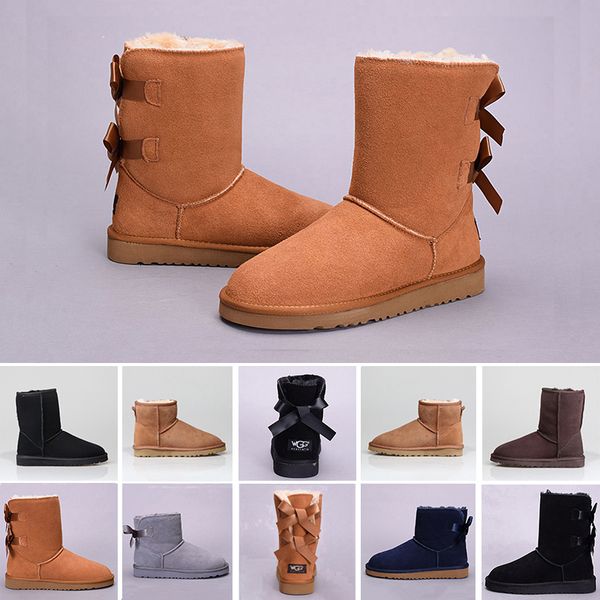 

snow winter wgg leather women australia classic kneel half long boots ankle black grey chestnut navy blue red coffee womens girl shoes