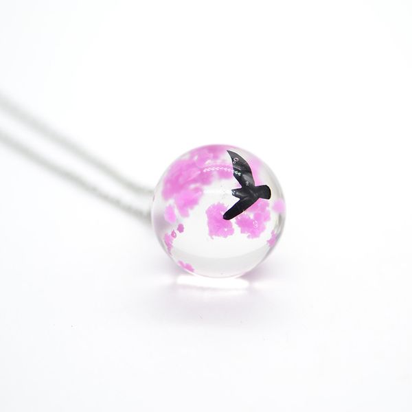 

blue sky and white clouds, birds, luminous transparent spherical resin pendant luminous style handmade jewelry ladies necklace, Silver