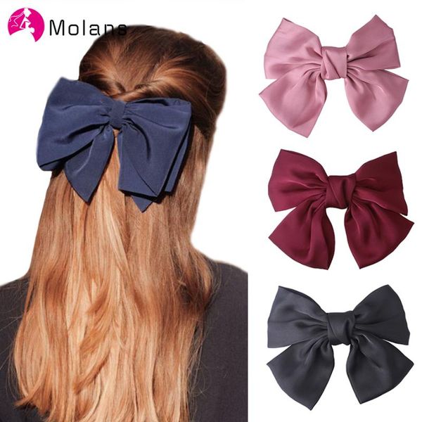 

molans solid satin hiar bow hairpins for women big double layer bowknot butterfly hairpins hair clips girl hair accessories