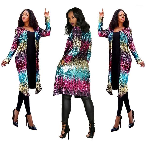 

sequined cardigan jacket spring autumn colorful fashion jacket coats open stitch women designer long, Black;brown