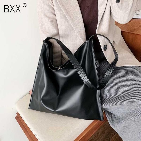 

bxx] pu leather large capacity shoulder bags for women 2020 solid color simple handbags female shoulder messenger bag hk271