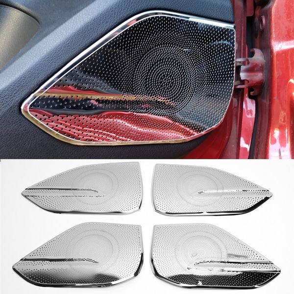 

4pcs stainless steel interior door speaker sound decorative cover trims for lada vesta sedan universal sport sw cross