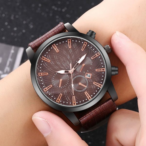 

мужские кварцевые часы бизнес повседневный календарном ремешок часы моды кварцевые часы мужчины luxury бизнес мужские часы мужской, Slivery;brown