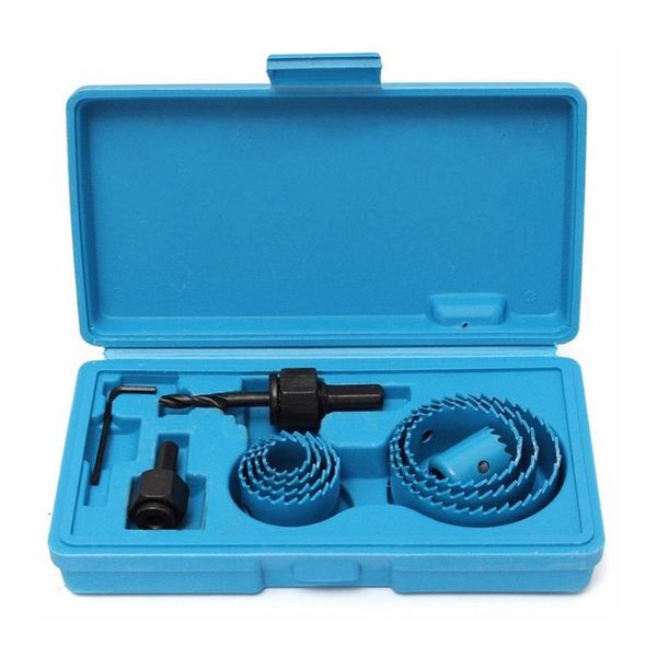 

11pcs /set kit diy carbon steel cutting set center drill 19-64mm extension rod durable various size hole saws set tools & box