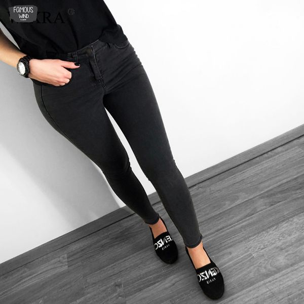 

jeans medium basic vintage mom fit high waist stretched jeans femme women washed blue denim skinny jeans classic pencil pants