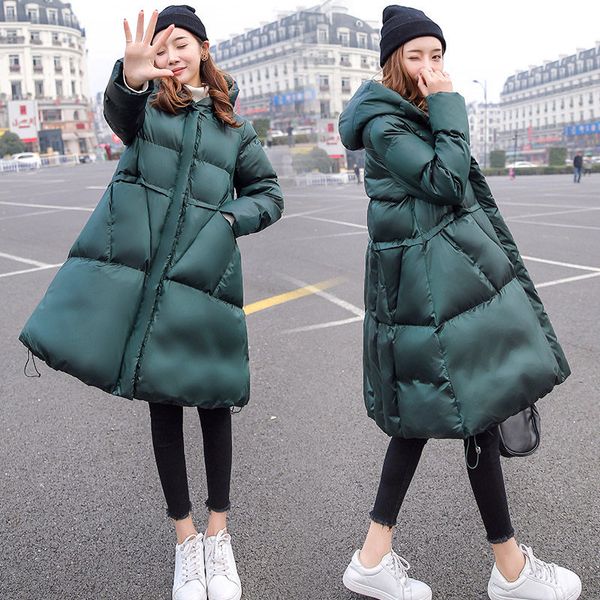 

pregnant women down cotton jacket winter clothes korean loose thick puffer coat female long fashion slim cloak style parka f2395, Black