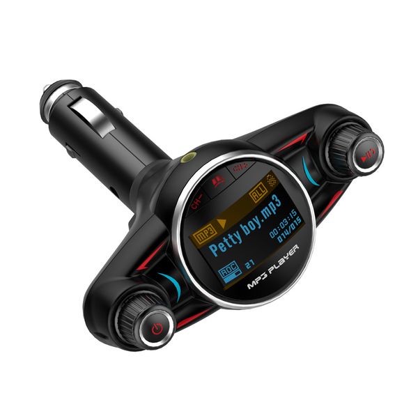 BT08 Autoladegerät Bluetooth 4.0 Car Kit Freisprech-FM-Transmitter Drahtloser MP3-Player Unterstützt das Aufladen von USB Runder AUX-Audioeingangsausgang