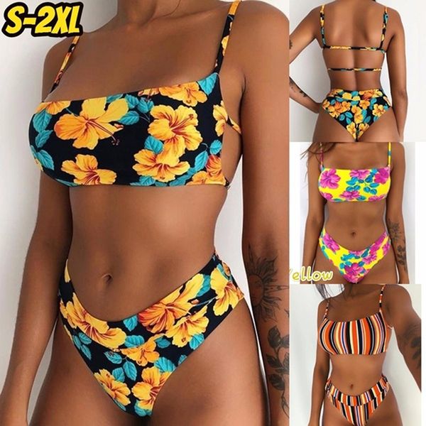 

bikinis 2020 mujer print swimsuit swimwear women brazilian bikini beach bathing suit cross bandage swimwear traje de bano mujer