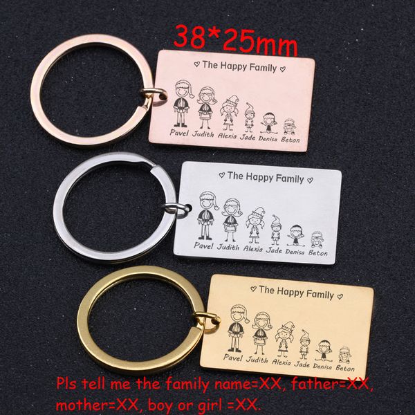 

family keychain customized name jewelry for christmas exclusive key ring gift for family member charm keyfobs, Silver