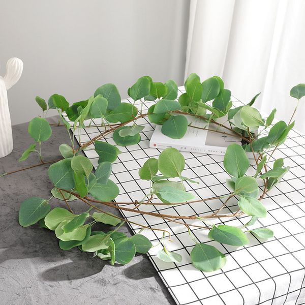 

artificial plants 1pc eucalyptus plant artificial flower silk apple leaf hanging garlands faux vine wedding decoration for home