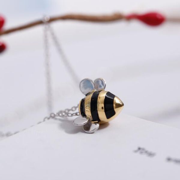 

kawaii bee kind pendant necklace women aesthetic girl collares party valentine gift necklaces fashion trendy colar drop shipping, Silver