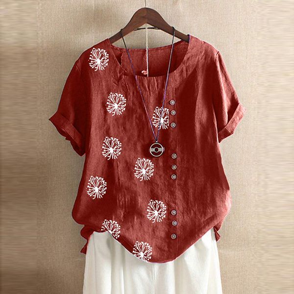 

женская flower printed кнопка блуза белье топы рубашки повседневный o шеи blusas женщины с коротким рукавом плюс размер тунику tops, White