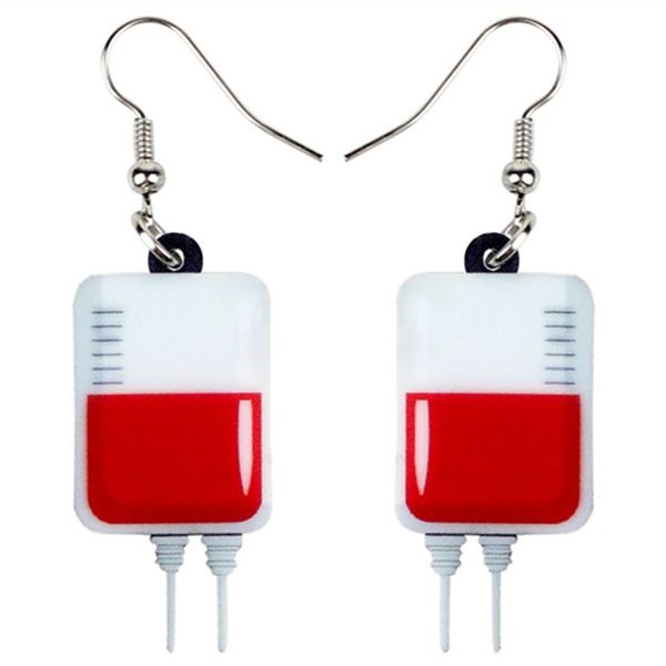 

acrylic halloween novelty blood plasma bag earrings drop dangle fashion cute jewelry for women girls teens party charms, Silver