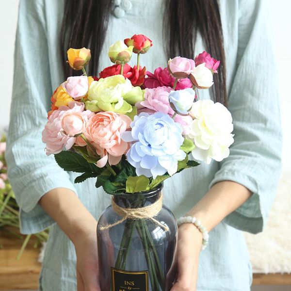 

dozzlor 1pc artificial flowers pretty diy rose for wedding home party bar decoration pompom wreath decorative bridal flower