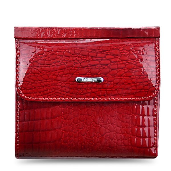 

mini wallet women genuine leather wallets with coin bag alligator hasp short wallet female small wallets and purses, Red;black