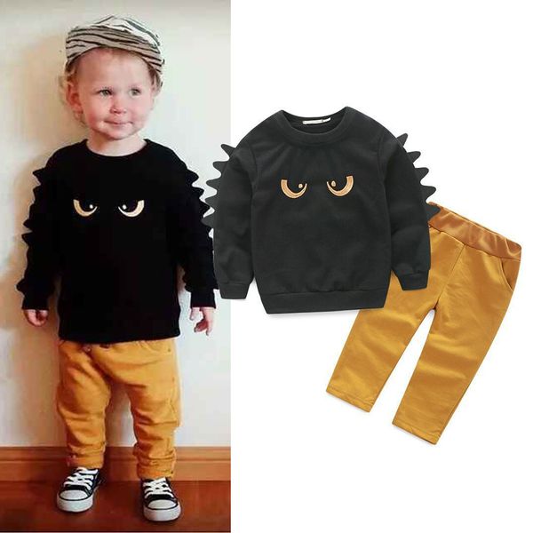 

kids clothing sets long sleeve t-shirt + pants autumn spring children's sports suit baby boy kid clothes set, White