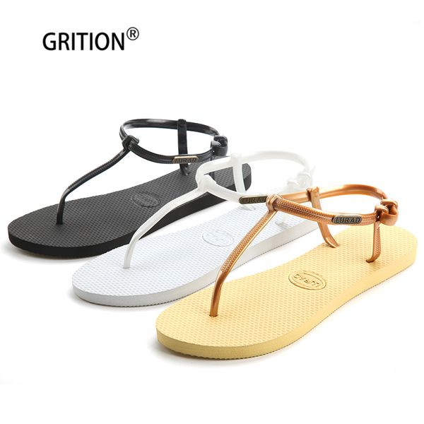 

grition sandals flat summer comfortable outdoor shoes women lightweight walking female fashion rome sandals zapatos de mujer, Black