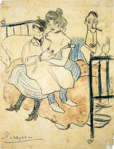 

pablo picasso classical oil painting expressionism pablo picasso and sebastia junyer vidal arrives to paris 100% handmade picasso205