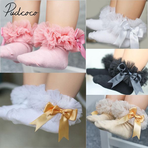 

new newborn baby girls kids princess bowknot sock lace ruffle frilly ankle socks flower solid girls socks gifts 0-6t, Pink;yellow