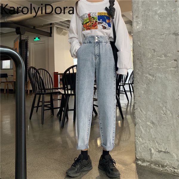 

2020 spring new high waist slim straight jeans, Blue