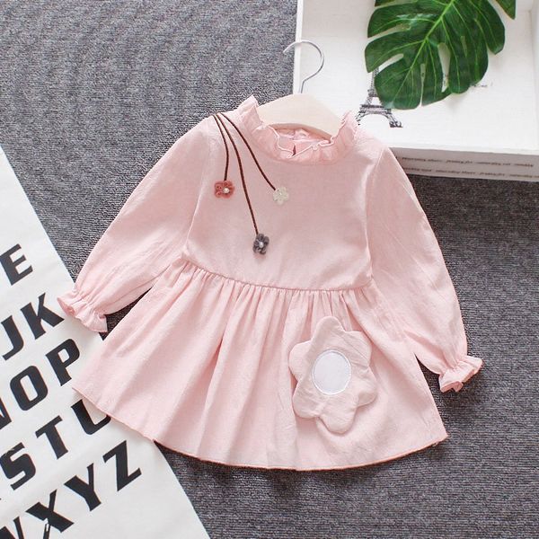 

baby girls dress autumn children clothing long sleeve toddler floral lotus casual sundress outfits clothes, Red;yellow