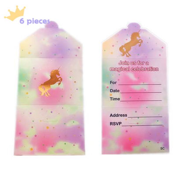 

unicorn novelty wedding invitation birthday invitation card 6 pieces baby shower party decoration children's party supplies
