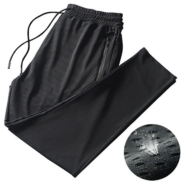 

ice silk joggers mens pants ultra-thin loose sweatpants trousers pants men plus szie quick dry tactical harem men clothing, Black