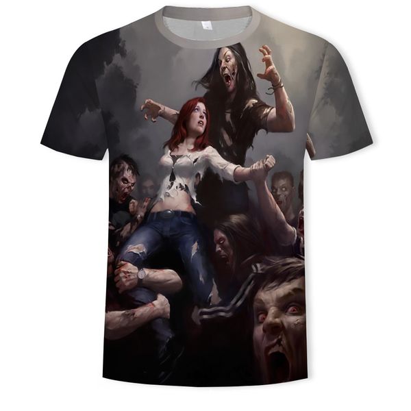 

mens designer zombie printing 3d short sleeve t-shirt, White;black