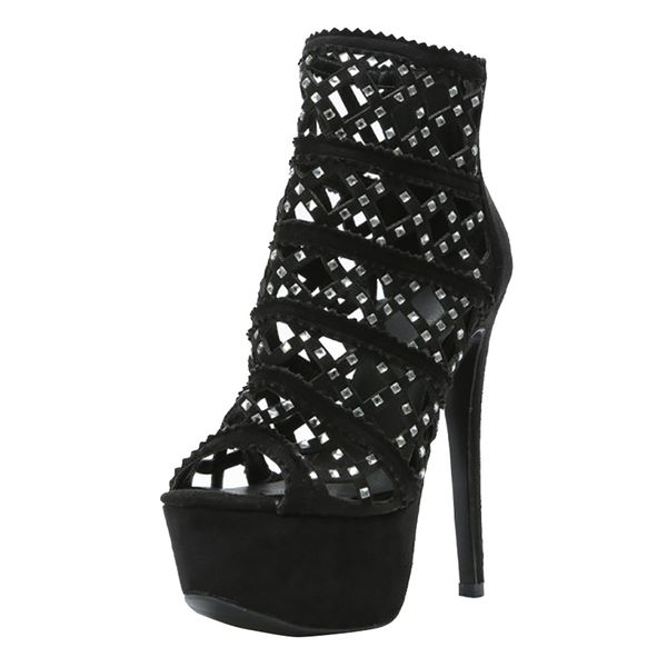 

zandina 2020 дамы высокой пятки платформы сандалии кристаллы sexy пром клуб обувь bfcm mesh-сеть пип-схождение платье вечерней моды сандалии, Black