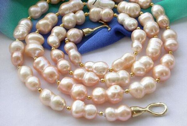

~~~~~ 32 "18mm pink double baroque freshwater pearl necklace, Silver