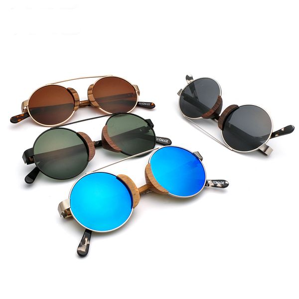

2019 new design wooden round sunglasses for men and women ing, White;black