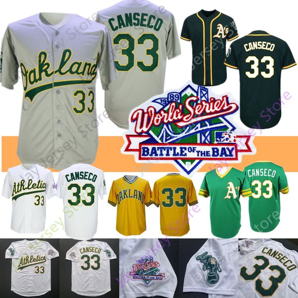 

Jose Canseco Jersey 1989 WS Baseball Oakland Jerseys Home Away белый серый желтый пуловер мужчины размер M-3XL